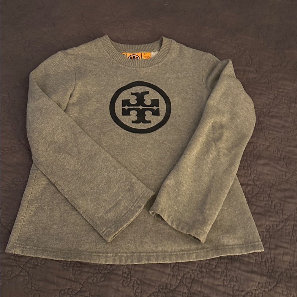Tory Burch Heather Gray Logo Sweater